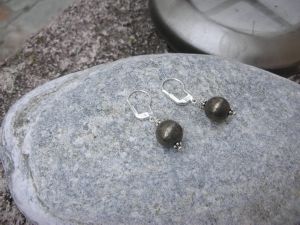 Boucles d'oreilles en pyrite et argent 925