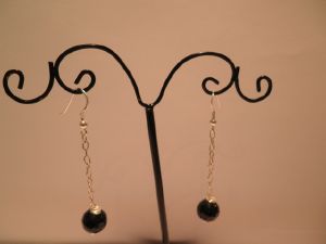 boucles d'oreilles ronde onyx facettes