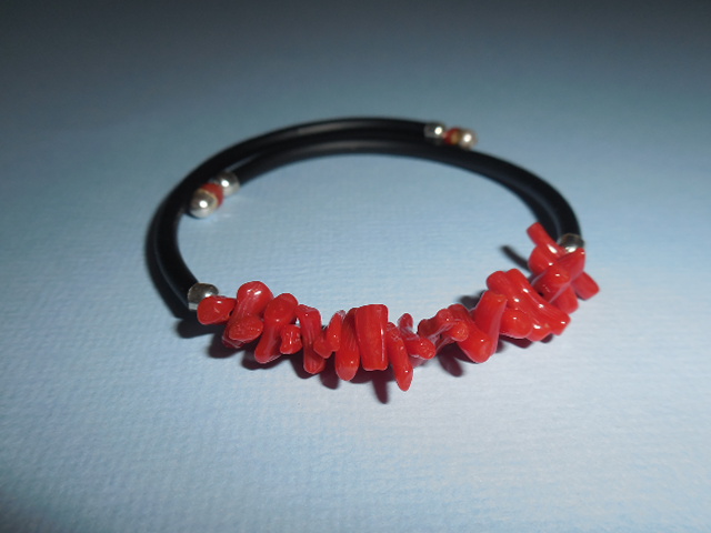 Bracelet corail 1rang caoutchouc