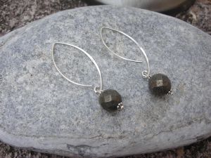 Boucles d'oreilles en pyrite et argent 925