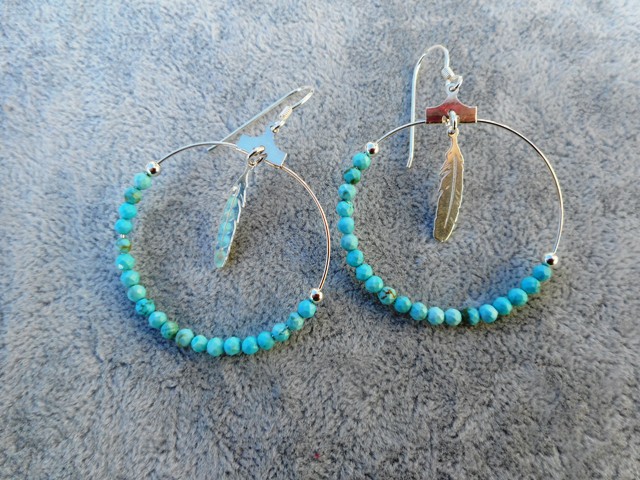 Boucles créoles Turquoise plume