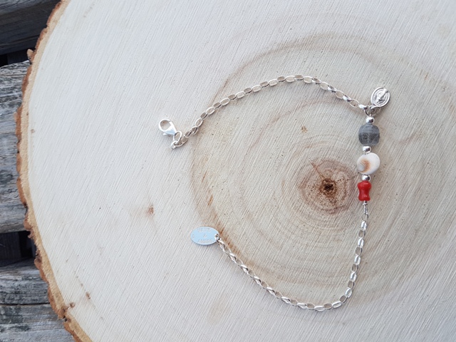 Bracelet oeil de ste lucie corail labradorite vierge