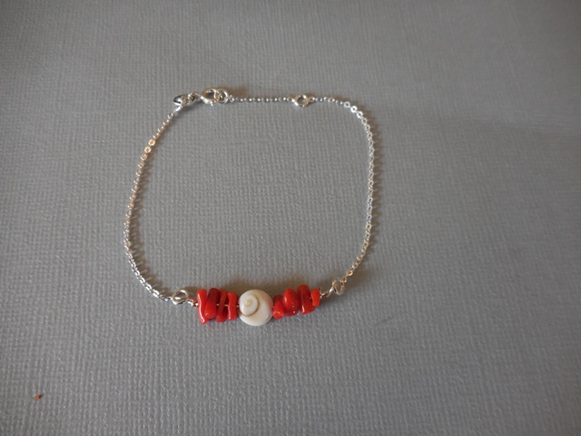 Bracelet argent 925 avec corail de méditerranée