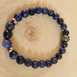 Bracelet sodalite bleue 8 mm acier