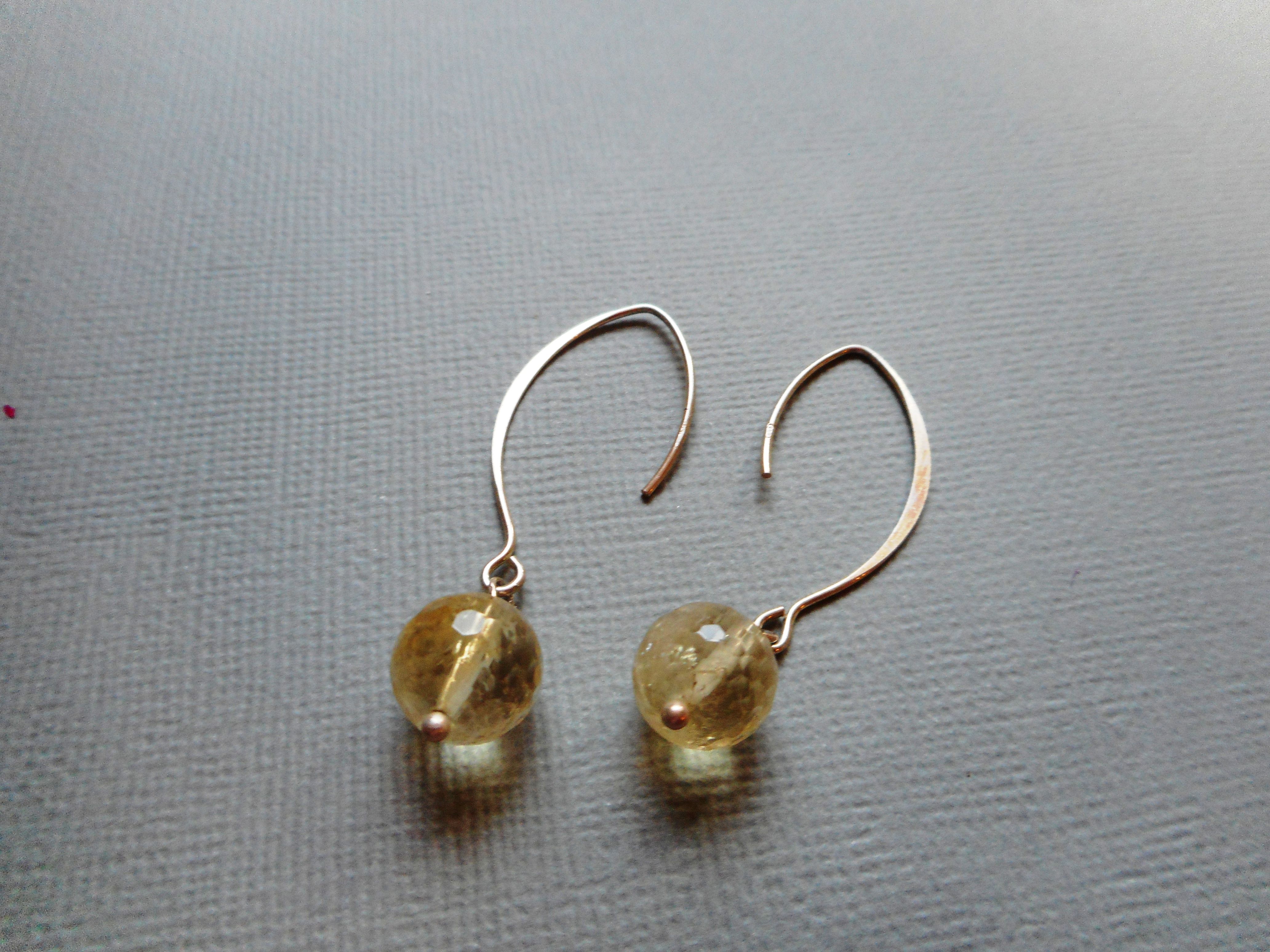 Boucles demi-créoles citrine argent 925