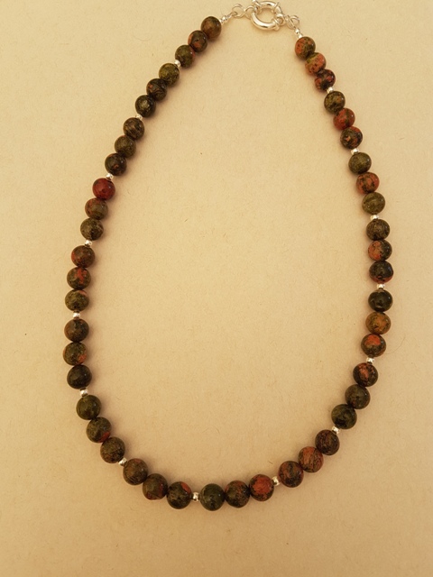 Collier unakite et argent 925