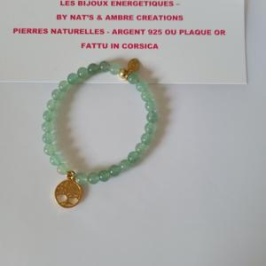 Bracelet aventurine verte arbre vie pl or