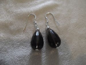 Boucles goutte en quartz fumé