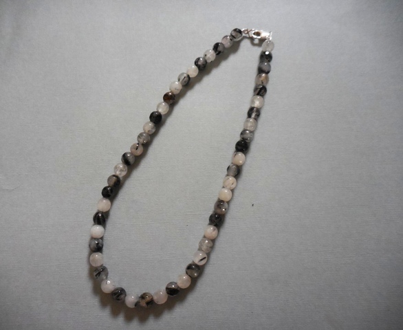 Collier quartz inclusions tourmaline noire