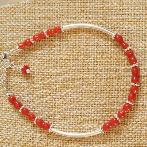 Bracelet corail barrettes argent 925