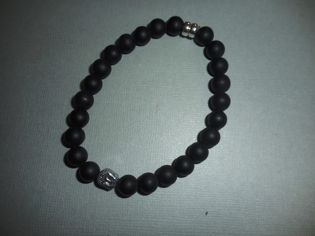 Bracelet onyx noir boules 10 mm mat