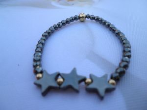 Bracelet hematite plaque or etoile