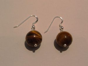 boucles boule 12 mm oeil du tigre