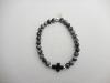 Bracelet obsidienne neige avec croix onyx noir