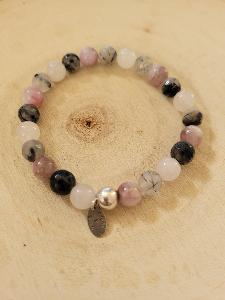 Bracelet Kunzite quartz rose quartz tourmaline