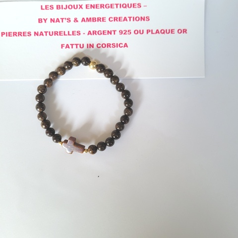 Bracelet bronzite croix