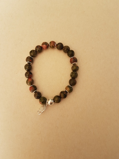 Bracelet unakite 8mm arbre vie