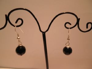 boucles d'oreilles ronde onyx facettes