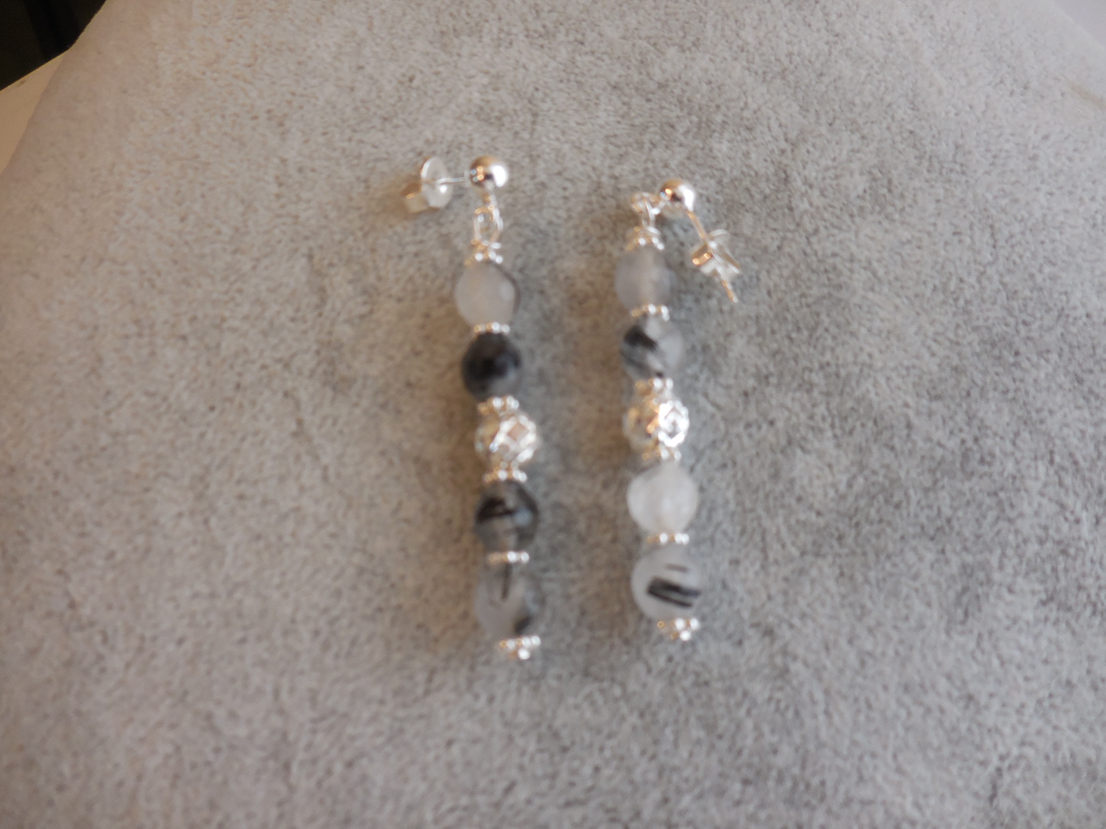 boucles quartz tourmaline argent 925