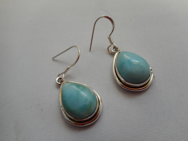 Boucles larimar argent 925 goutte