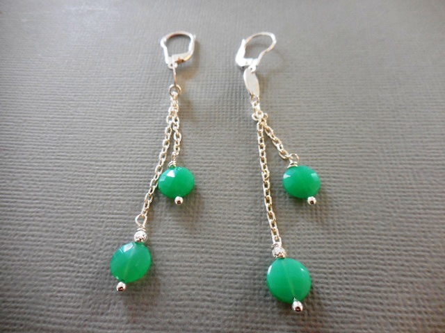 Boucles d'oreilles chrysoprase pastilles