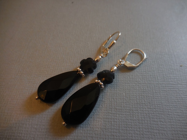 boucles d'oreilles onyx argent 925