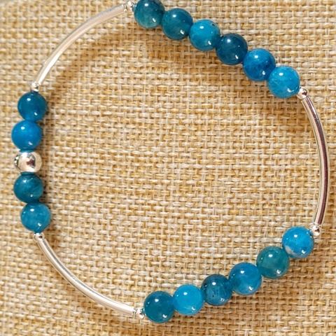 Bracelet Apatite bleue Barrettes argent 925