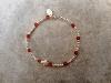 Bracelet Grenat Hessonite perles argent 2 mm croix