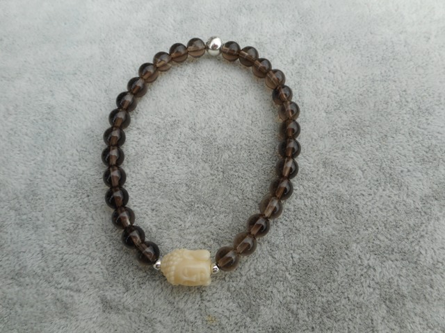 Bracelet Quartz fumé bouddha