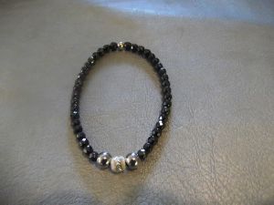 Bracelet hematite 4 mm boules argent