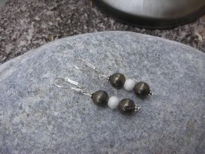 Boucles d'oreilles en pyrite et argent 925