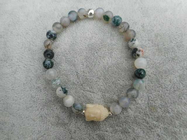 Bracelet Agate Mousse bouddha 