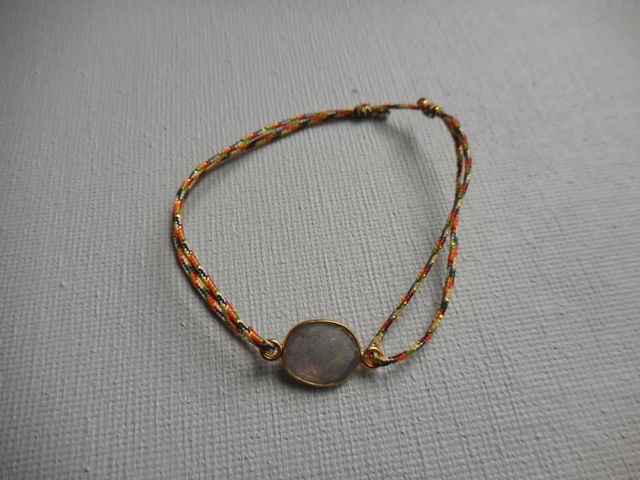 bracelet labradorite sertie vermeil cordon 