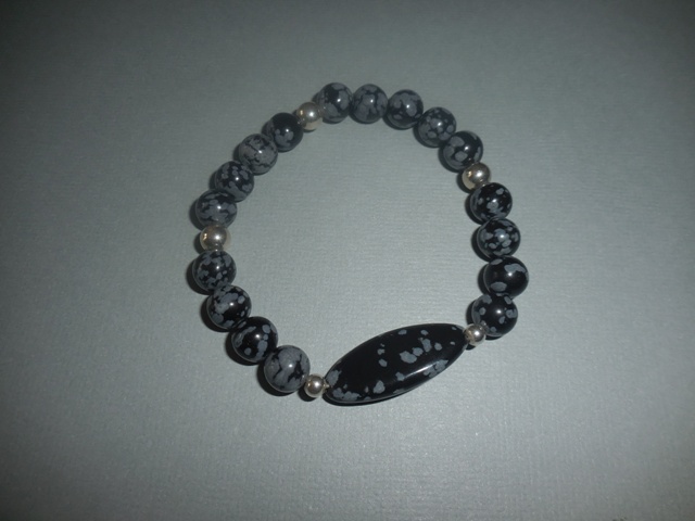 Bracelet obsidienne neige avec fuseau