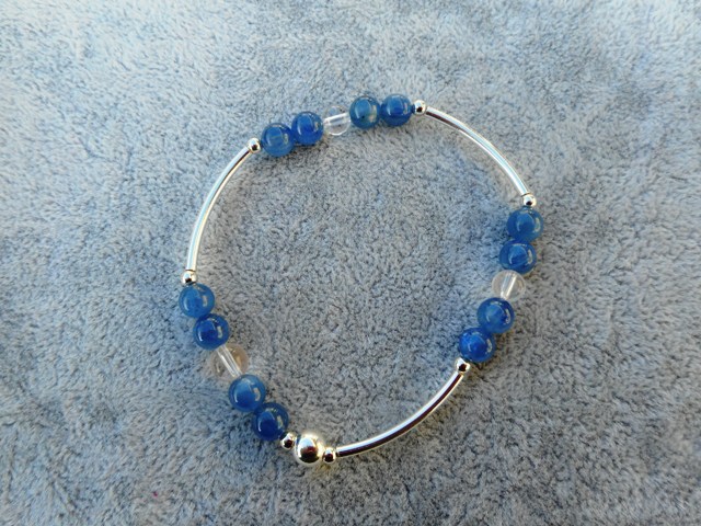 Bracelet cyanite bleue tubes