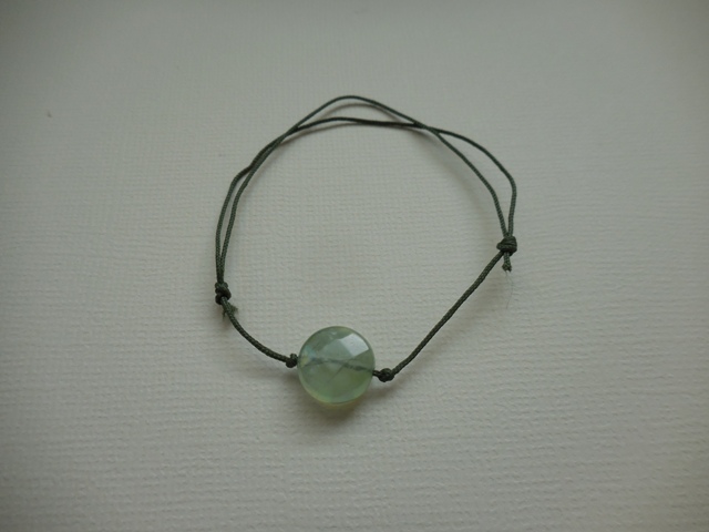 Bracelet cordon préhnite verte