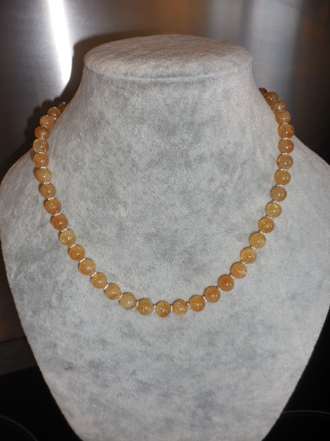 Collier perles rondes de 8 mm citrine