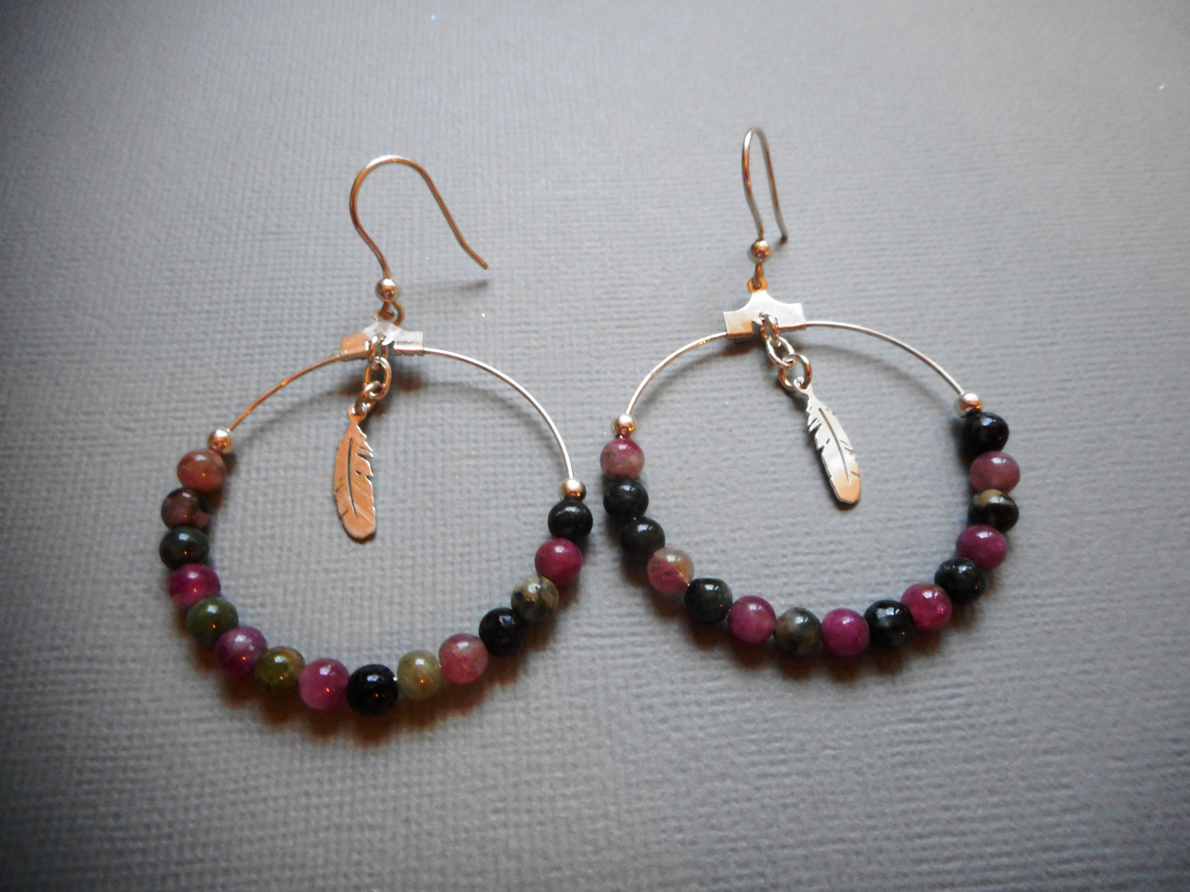 Boucles Créoles Tourmaline melon d'eau